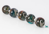 Amber and Turquoise Swirly Lampwork Beads alternative view 2