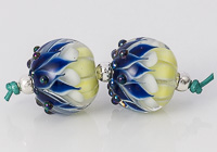 Blue Lampwork Dahlia Beads