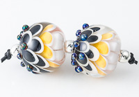 Lampwork Dahlia Bead Pair