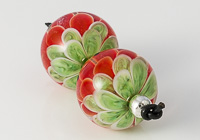 Watermelon Lampwork Dahlia Bead Pair alternative view 2