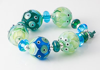 Teal Dahlia and Graphics Lampwork Beads alternative view 1