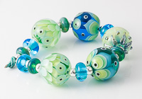 Teal Dahlia and Graphics Lampwork Beads alternative view 2