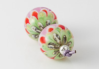 Red Lampwork Dahlia Bead Pair alternative view 2