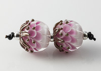 Pink Lampwork Dahlia Beads