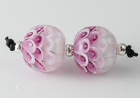 Pink Bubbly Lampwork Dahlia Beads