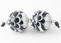 Black and White Dahlia Lampwork Beads