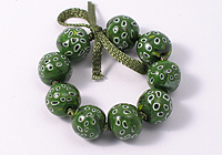Green and Yellow Spotty Polymer Clay Beads Green and Yellow Spotty Polymer Clay Beads
