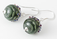 Grey Dahlia Lampwork Earrings