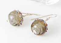 Grey Dahlia Lampwork Earrings alternative view 1