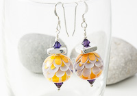 Purple Sunset Dahlia Lampwork Earrings