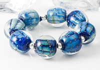 "Sappphira" Silvered Glass Lampwork Beads