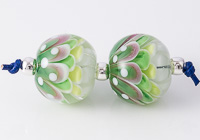 Green Lampwork Dahlia Beads