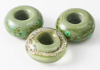 Green Lampwork Charm Beads