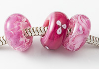 Pink Lampwork Charm Beads