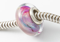 Pink Silver Cored Lampwork Bead