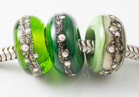 Green Lampwork Charm Beads