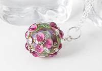 Flower Lampwork Bead Pendant alternative view 2