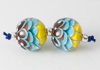 Turquoise Dahlia Lampwork Beads
