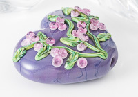 Purple Flower Lampwork Heart Bead alternative view 1