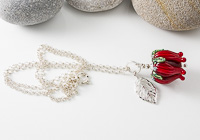 Red Rose and Leaf Pendant alternative view 1