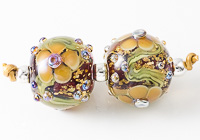 Glittery Lampwork Flower Beads