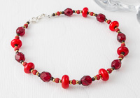 Orange and Red Lampwork Bracelet