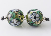 Glittery Lampwork Flower Beads