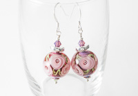 Pink Rose Lampwork Earrings alternative view 1