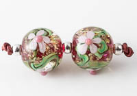 Glittery Lampwork Flower Beads