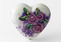 Flowery Lampwork Heart Bead