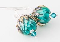 Teal Flowery Lampwork Earrings alternative view 1