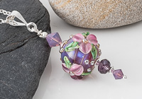 Pink Flowery Lampwork Pendant