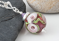 Pink Rose Lampwork Pendant