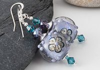 Purple Flowery Lampwork Earrings