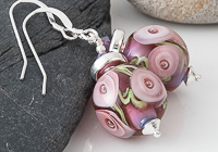 Pink Rose Lampwork Earrings