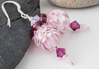 Pink Dahlia Lampwork Earrings