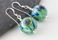 Peacock Dahlia Lampwork Earrings