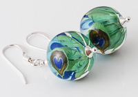 Peacock Dahlia Lampwork Earrings alternative view 2