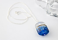 "Blue Velvet" Lampwork Pendant Necklace alternative view 1