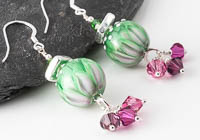 Pink and Green Lampwork Earrings