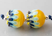 Yellow Lampwork Dahlia Bead Pair