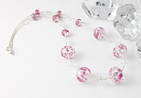 Pink Hollow Bead Lampwork Necklace alternative view 1