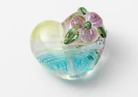 Pink Flower Lampwork Heart