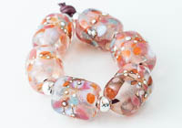 Peachy Lampwork Barrel Beads