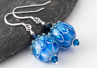 Blue Dahlia Lampwork Earrings