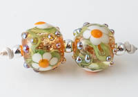 Glittery Lampwork Flower Beads