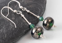 Metallic Green Lampwork Earrings