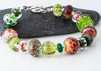 Red and Green Lampwork Bracelet alternative view 1