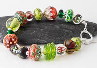 Red and Green Lampwork Bracelet alternative view 2