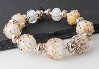 Golden Lampwork Dahlia Bead Set